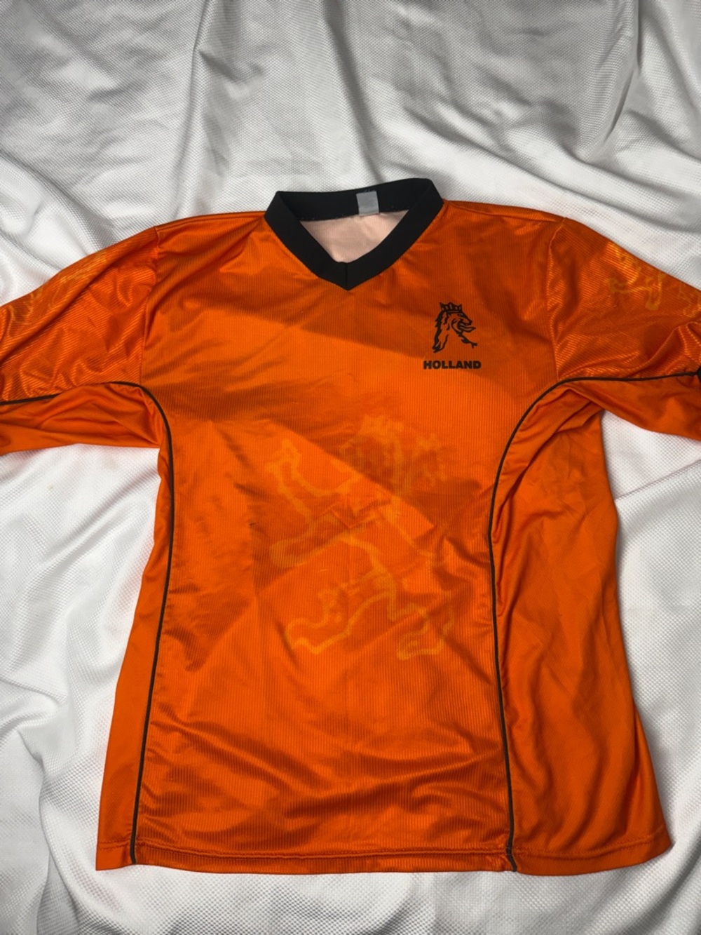 Holland Orange Soccer Jersey with Black Trim - Large